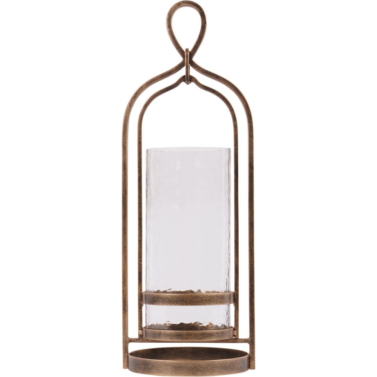 Laura Ashley Aged Gold Loop Hurricane Candle Holder | Large